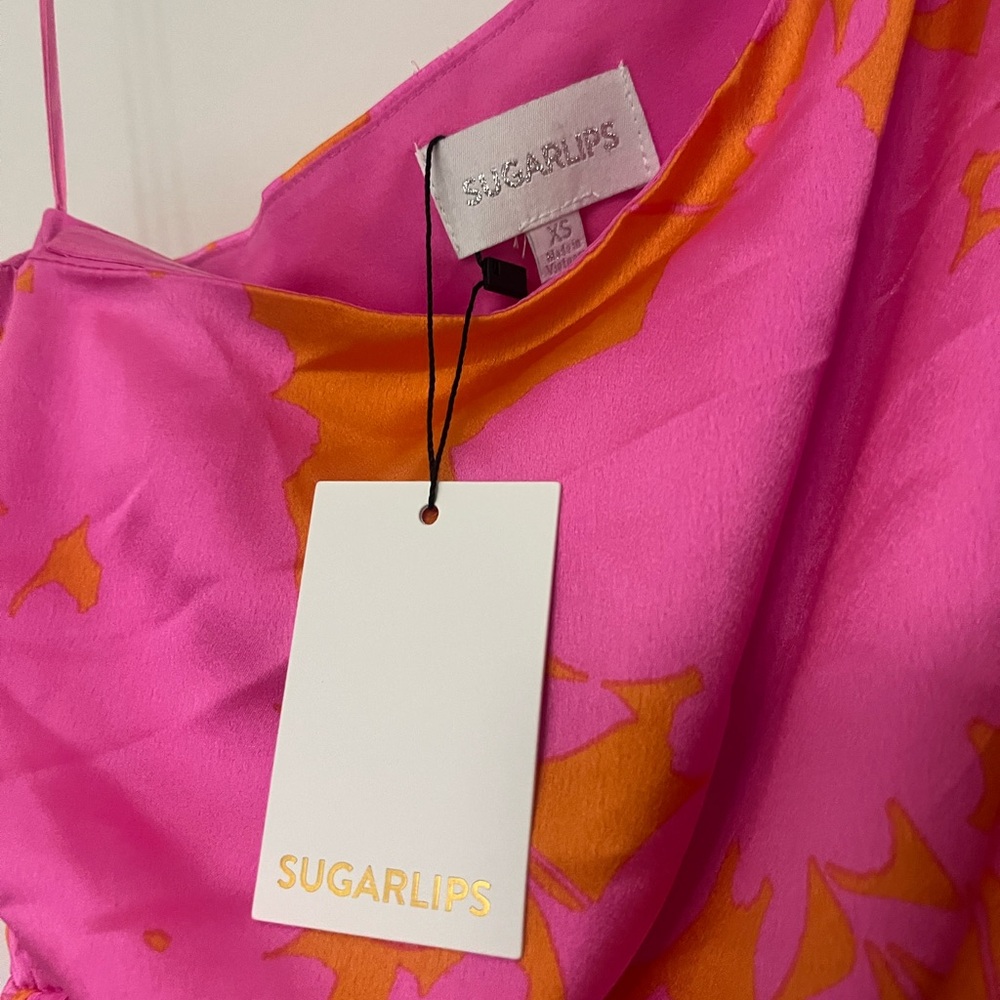 Sugarlips Vibrant Pink and Orange Dress - Picture 2 of 6